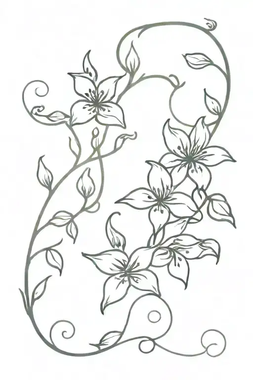 Floral vine wrapping vine and intertwined throughout design. use honeysuckles and Lillies of the valley on the vine. tattoo design idea