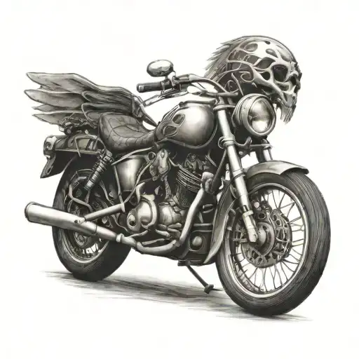 indian skeleton on motorcycle  tattoo design idea