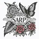 sarp name written tattoo design idea