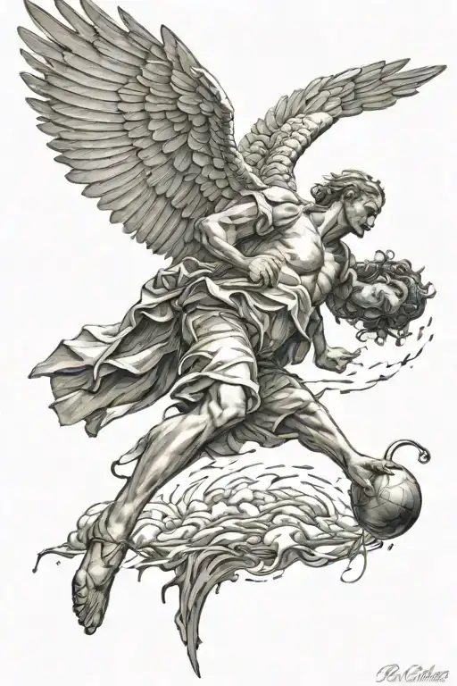 Icarus falling tattoo design idea