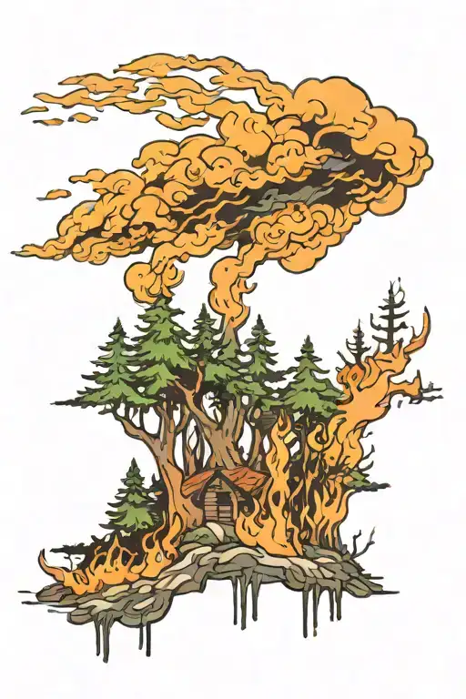 boreal forest fire tattoo design idea