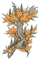 boreal forest fire tattoo design idea