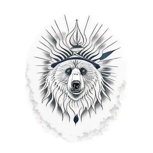 Indian bear fire water tattoo design idea