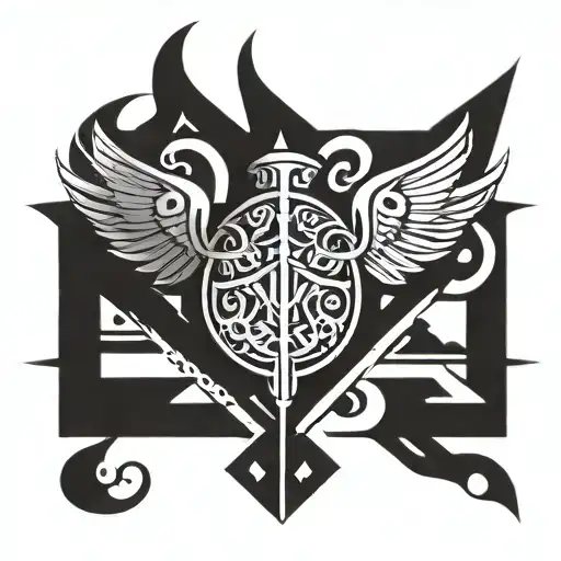 Valkyrie Kyrie ambigram tattoo design idea