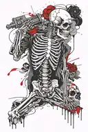 skeleton farts on a lighter tattoo design idea