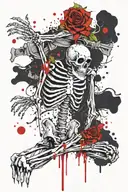 skeleton farts on a lighter tattoo design idea