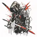 hooded warrior wielding a sword tattoo design idea