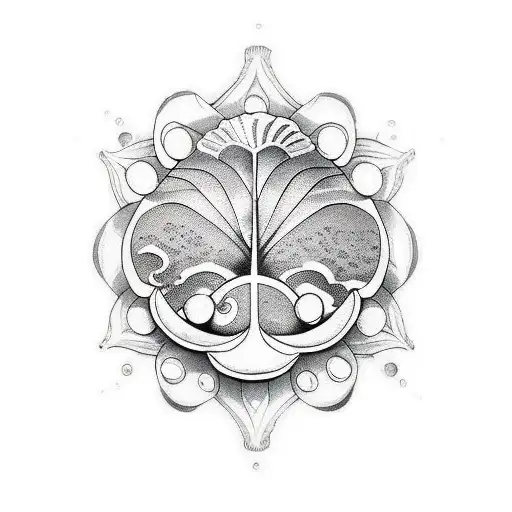scallop shell with bubbles tattoo design idea
