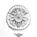 scallop shell with bubbles tattoo design idea