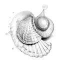 scallop shell with bubbles tattoo design idea