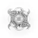 yin yang with dragon tattoo design idea