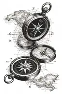 compass with vintage map tattoo design idea