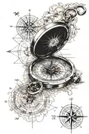 compass with vintage map tattoo design idea