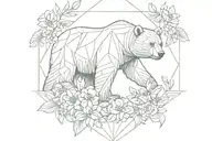 Bear and flamingo with january and april birth flowers  tattoo design idea