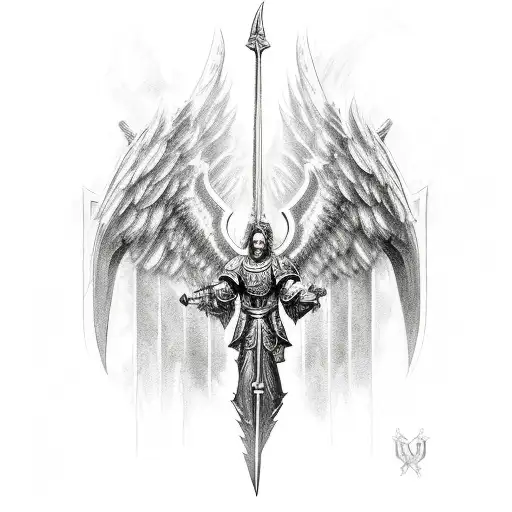 archangel michael sword tattoo design idea