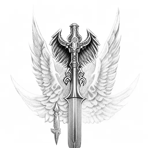 archangel michael sword tattoo design idea