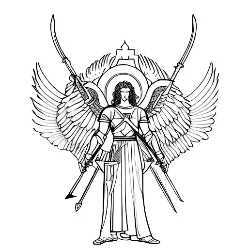 archangel michael sword tattoo design idea