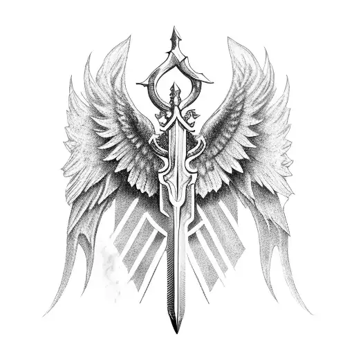 archangel michael sword tattoo design idea