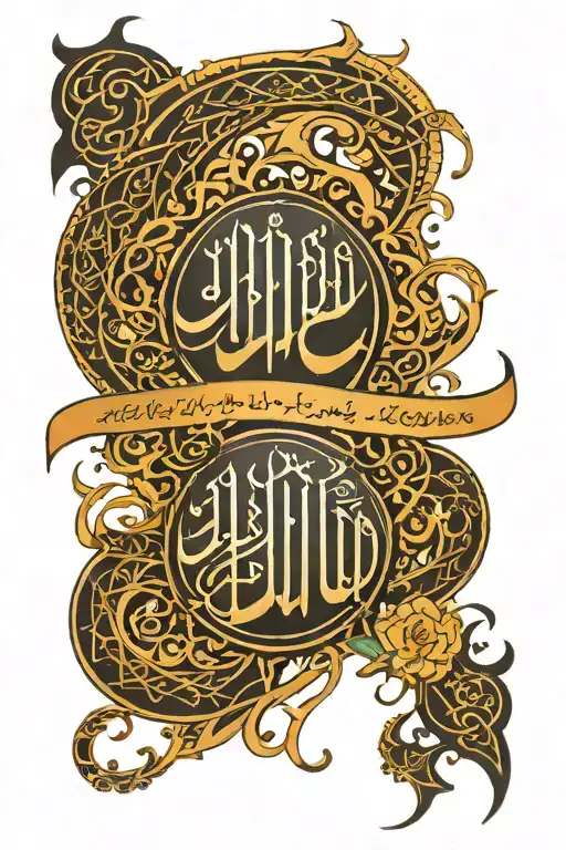 muslim and arabic calligraphy tattoo design idea
