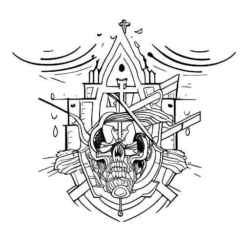 church building tattoo design idea