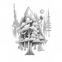 A stoner-inspired tattoo with a forest scene and a joint as the focal point tattoo design idea