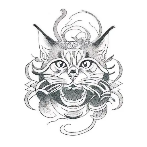 3 head cat like cerberus tattoo design idea