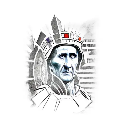julius caesar in battle tattoo design idea