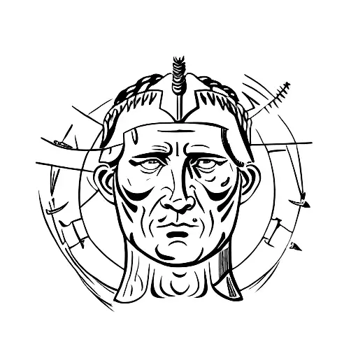 julius caesar in battle tattoo design idea