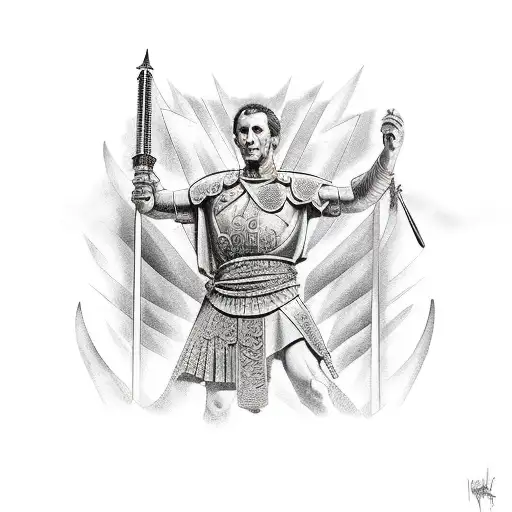 julius caesar in battle tattoo design idea