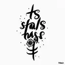 Small tattoo with phrase "This shall pass too" with decoration of symbols of ti tattoo design idea