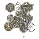 serotonin chemical structure honeycomb pattern with branches and flower buds  tattoo design idea