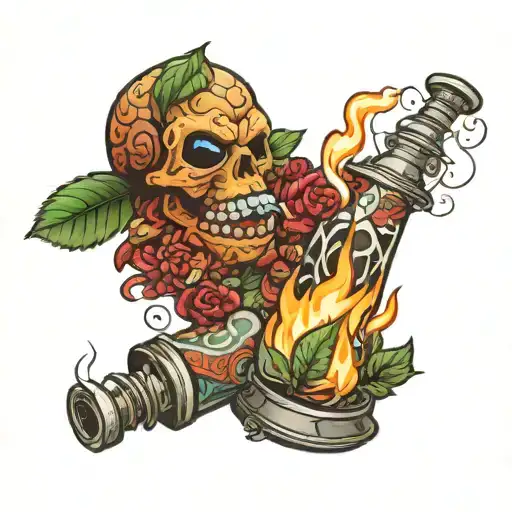 bong nug and lighter seperate tatoos tattoo design idea