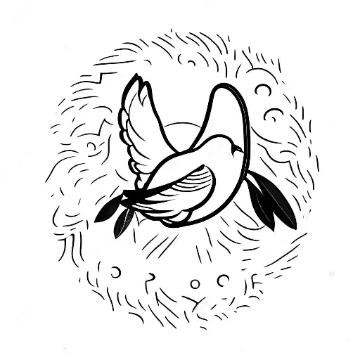 A minimalist tattoo of a dove carrying an olive branch, symbolizing peace and Palestine. tattoo design idea