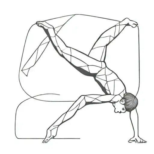 A minimalist design of a gymnast performing a handstand with elegant lines and shapes tattoo design idea