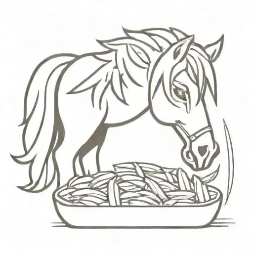 Pony eating penne tattoo design idea