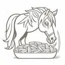 Pony eating penne tattoo design idea