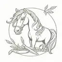Pony eating penne tattoo design idea