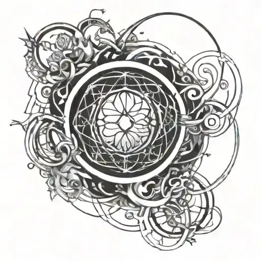 the flow of energy from both sides intertwined in the form of a sphere   tattoo design idea