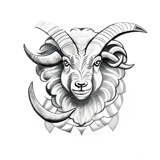 half face ram, with half aries horoscope tattoo design idea