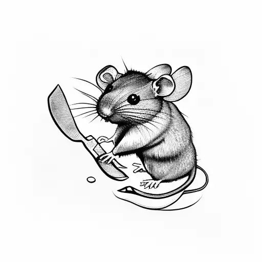 cute rat holding a knife tattoo design idea