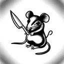cute rat holding a knife tattoo design idea