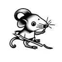 cute rat holding a knife tattoo design idea