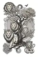 lion cubs, pharaoh, tree of life, angel numbers, anime, energy, sun, moon, elements, adinkra, Africa, 444, yin yang tattoo design idea