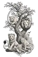lion cubs, pharaoh, tree of life, angel numbers, anime, energy, sun, moon, elements, adinkra, Africa, 444, yin yang tattoo design idea