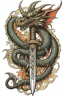 dragon wrapped around dagger spine tattoo tattoo design idea