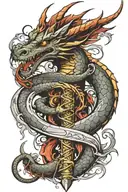 dragon wrapped around dagger spine tattoo tattoo design idea