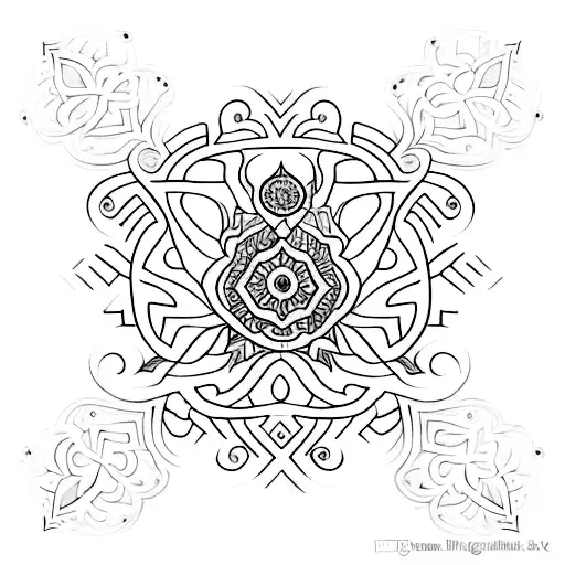 A henna-inspired wrist tattoo design that pays homage to Icelandic heritage through the inclusion of the Vegvísir rune, adorned with intricate floral patterns in a sketch style. tattoo design idea