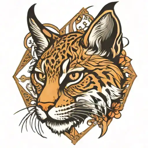 lynx head in rhombus  tattoo design idea
