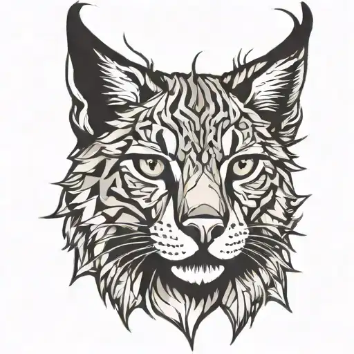 lynx head in rhombus black tattoo design idea