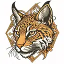 lynx head in rhombus  tattoo design idea